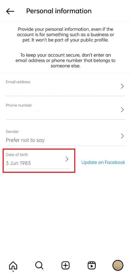 Modification de la date | Comment changer l'anniversaire sur Instagram