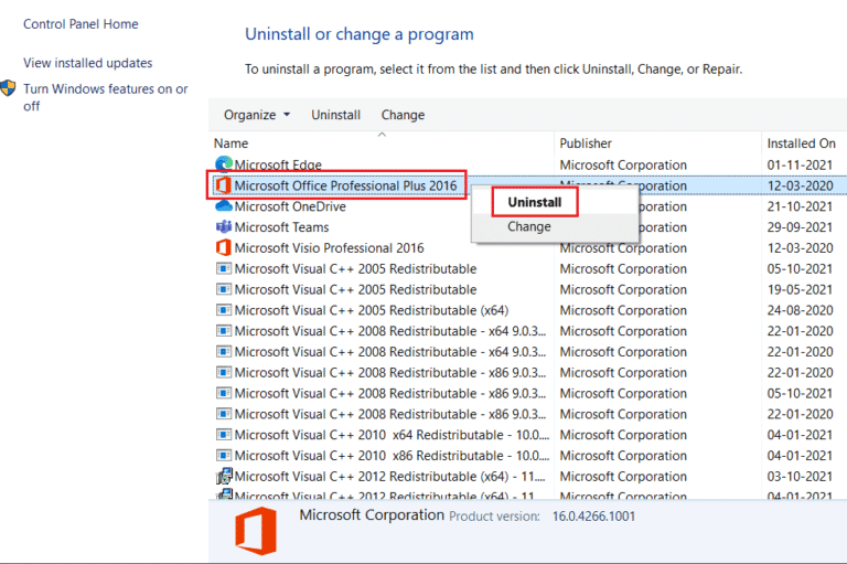 제거를 선택합니다. Microsoft OneNote 잘못된 노트북 이름 오류 수정
