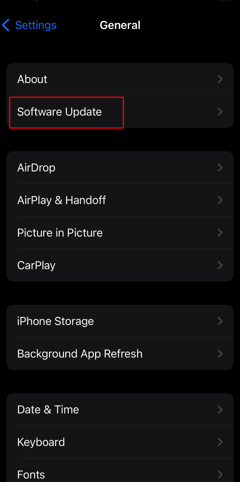 yazılım güncellemesine dokunun. iPhone Kilitliyken Wi-Fi Bağlantısının Kesilmesini Düzeltin