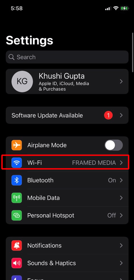 wifi seçeneğine dokunun. iPhone Kilitliyken Wi-Fi Bağlantısının Kesilmesini Düzeltin