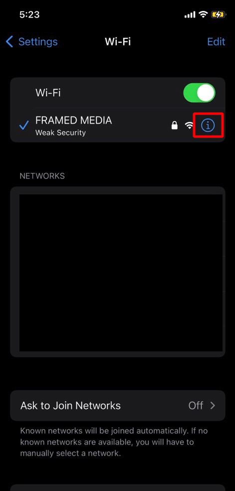 i simgesine dokunun. iPhone Kilitliyken Wi-Fi Bağlantısının Kesilmesini Düzeltin