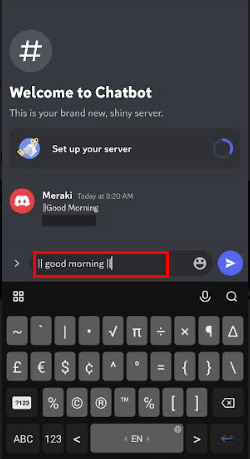 İki dikey çubuğu ve göndermek istediğiniz mesajı yazın | Discord Mobile'da Görüntüler Nasıl Gizlenir