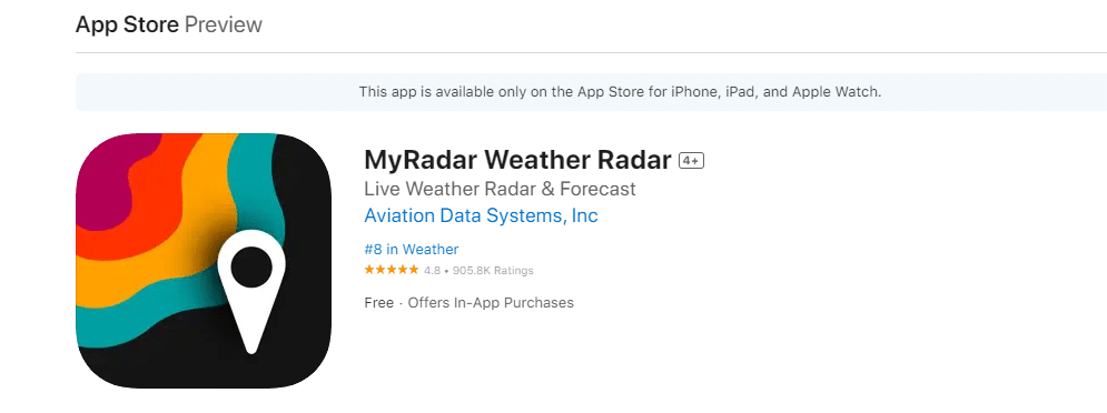 رادار الطقس في MyRadar. 22 أفضل تطبيقات الطقس لـ Apple Carplay