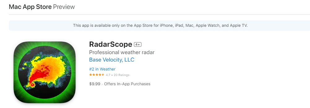 رادارسكوب. 22 أفضل تطبيقات الطقس لـ Apple Carplay