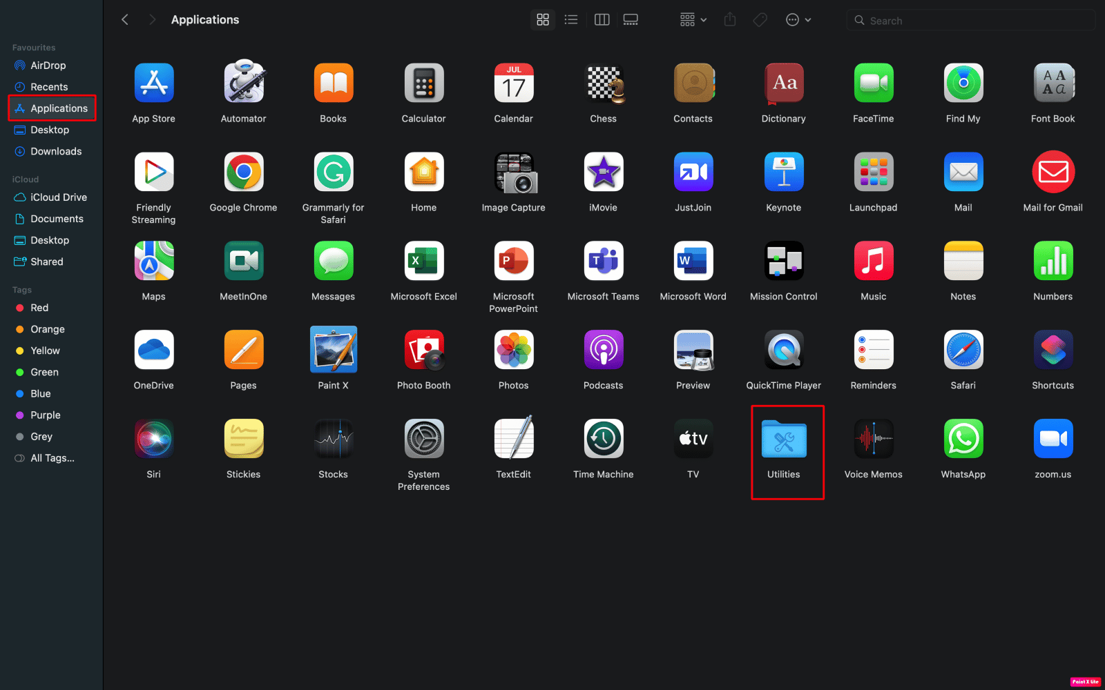 アプリケーション フォルダに移動し、[ユーティリティ] をクリックします。アプリケーションを開く許可 Mac