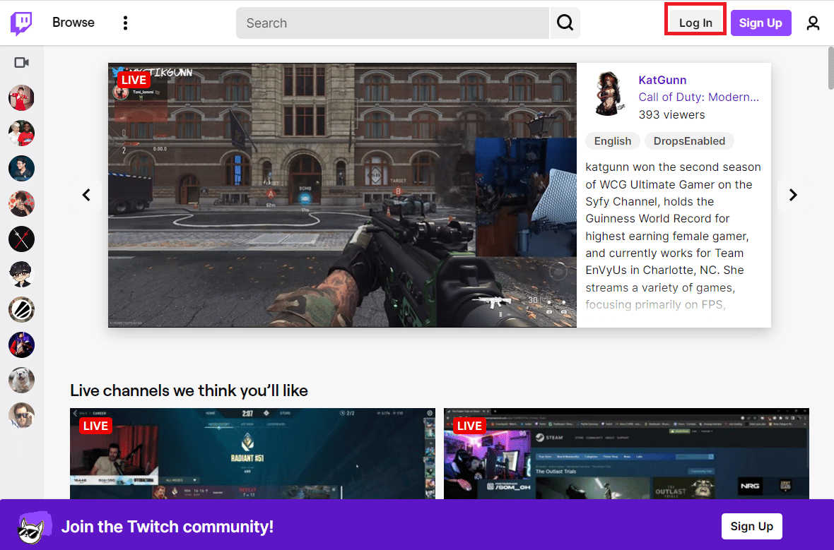 انقر فوق تسجيل الدخول. إصلاح اشتراك Twitch Prime غير متوفر بعد