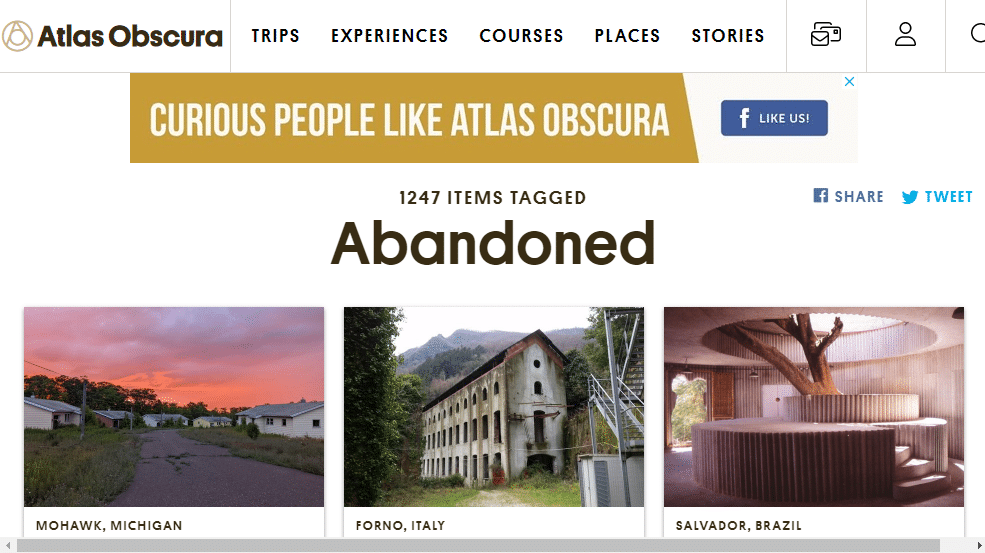 Atlas Obscura Ditinggalkan. 10 Situs Terbaik untuk Menemukan Tempat Terbengkalai