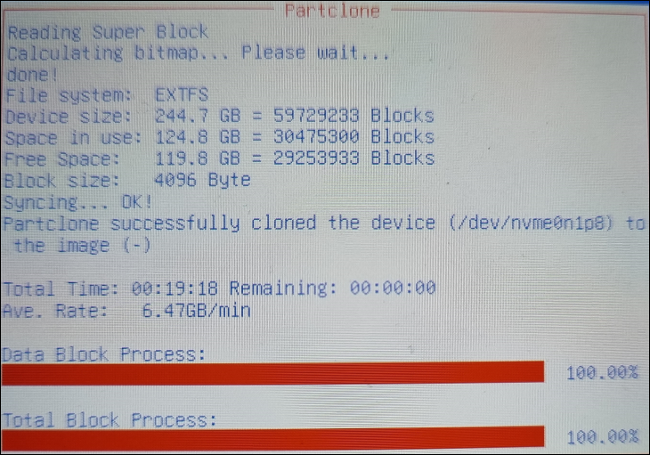 使用 SATA SSD 时，克隆过程大约需要 20 分钟