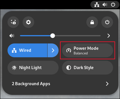 Das Fedora 38 GNOME-Systemmenü