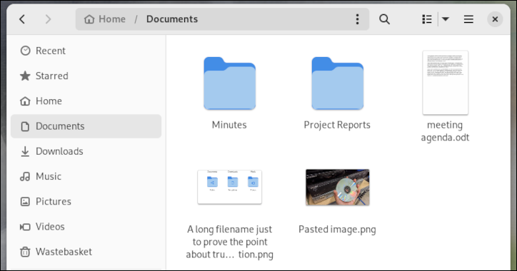Der Fedora 38-Dateibrowser mit einem eingefügten Bild, das in eine Datei umgewandelt wurde