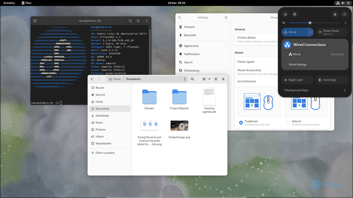 Fedora 38 GNOME-Desktop