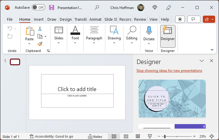 PowerPoint di Windows 11.