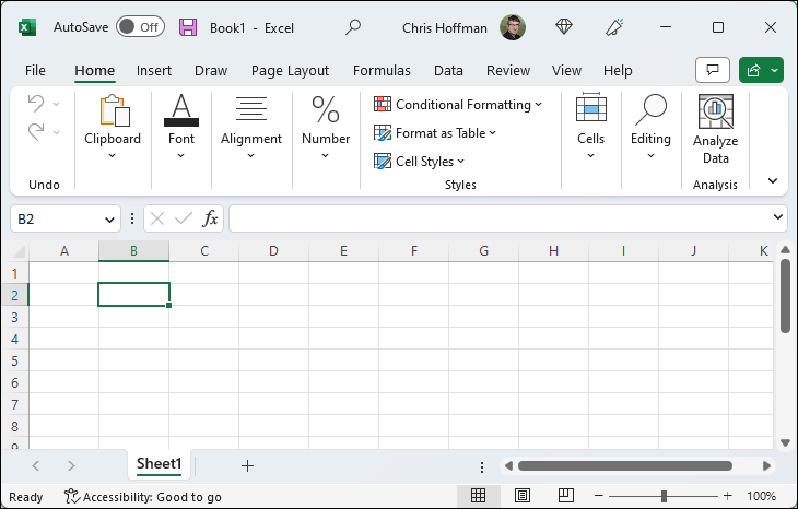 Microsoft Excel di Windows 11.