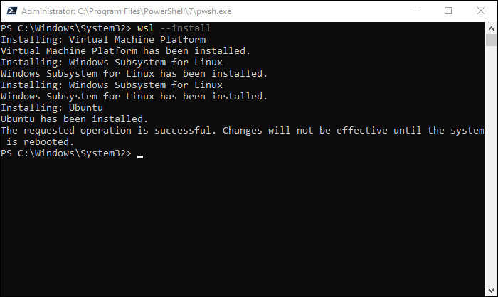 安裝 WSL2。