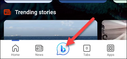 แตะปุ่ม Bing Chat