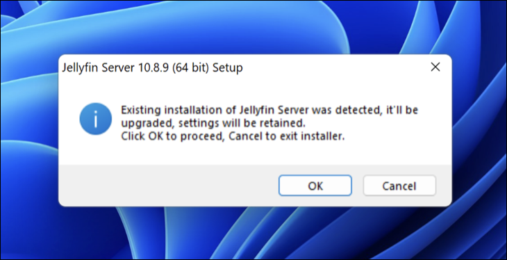 Mettez à jour Jellyfin pour Windows en exécutant le programme d'installation