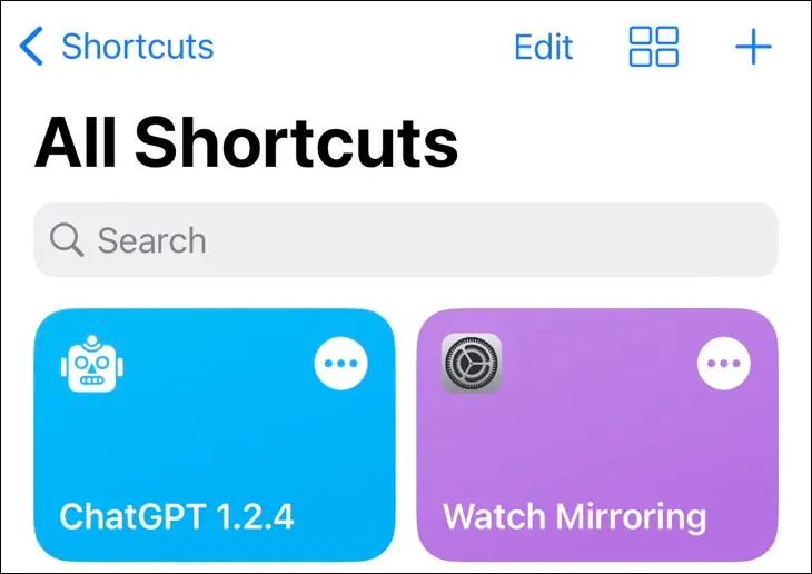 Apple 快捷方式應用程序中的 ChatGPT 1.2.4 快捷方式