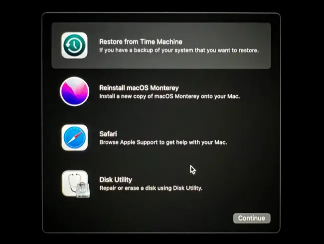Mode de récupération macOS