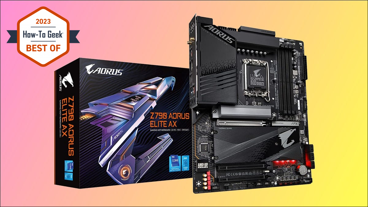 技嘉 Z790 AORUS Elite AX 粉色和黃色背景