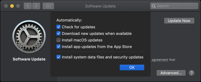 Przełącz Automatyczne aktualizacje systemu macOS