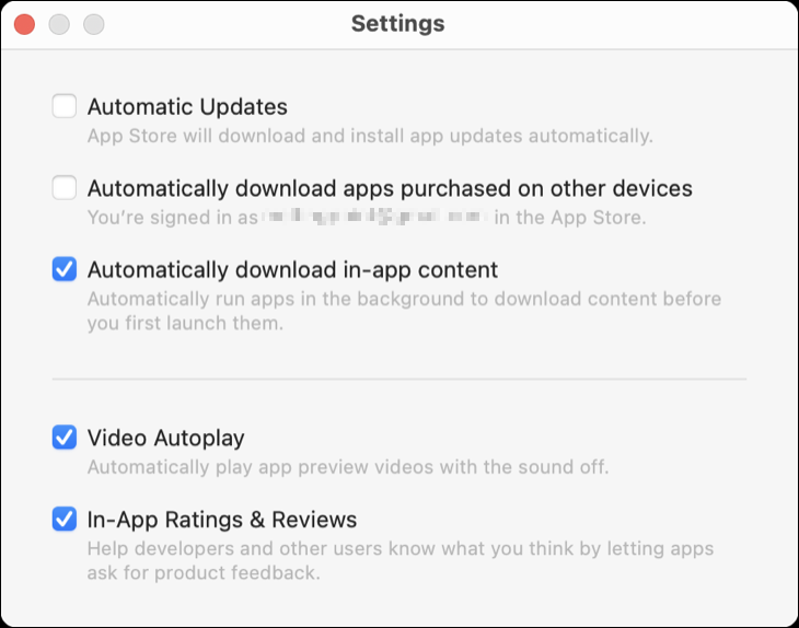 Ustawienia Mac App Store