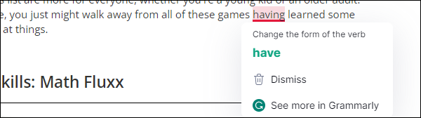 اقتراح تصحيح لا معنى له مقدم من Grammarly