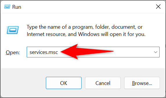 Windows サービスを開きます。