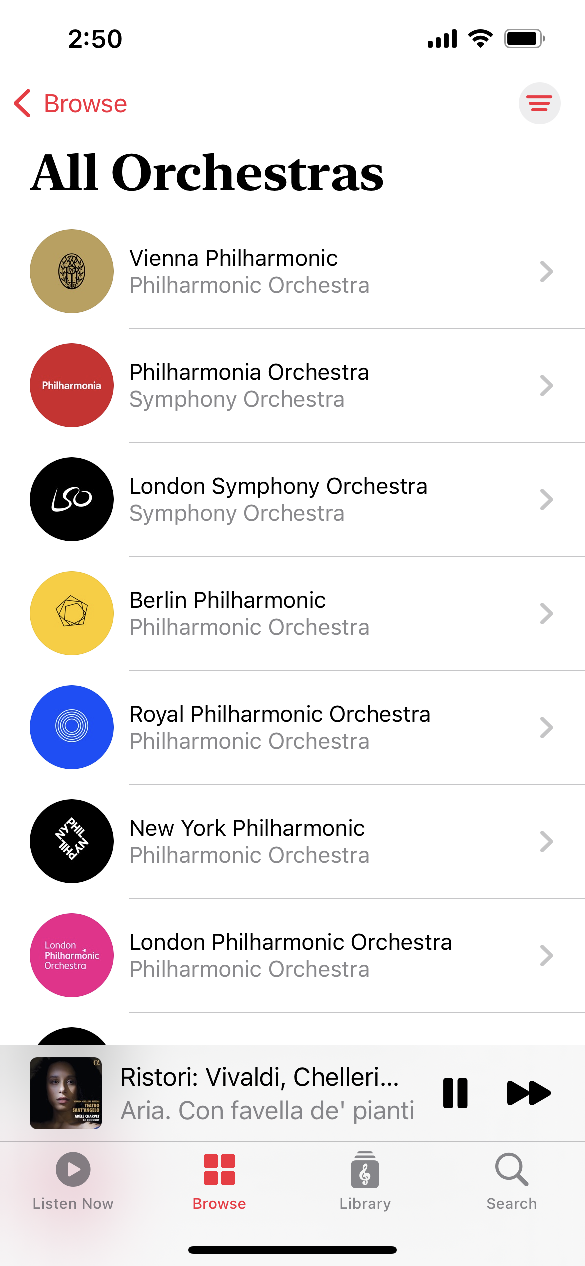 Apple Music Classical 所有乐团