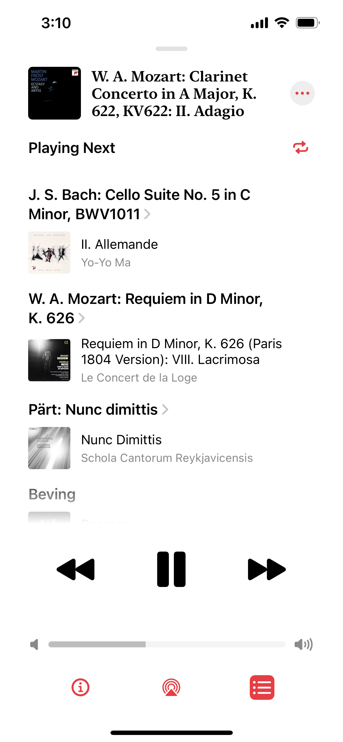 Apple Music Classical 无随机播放