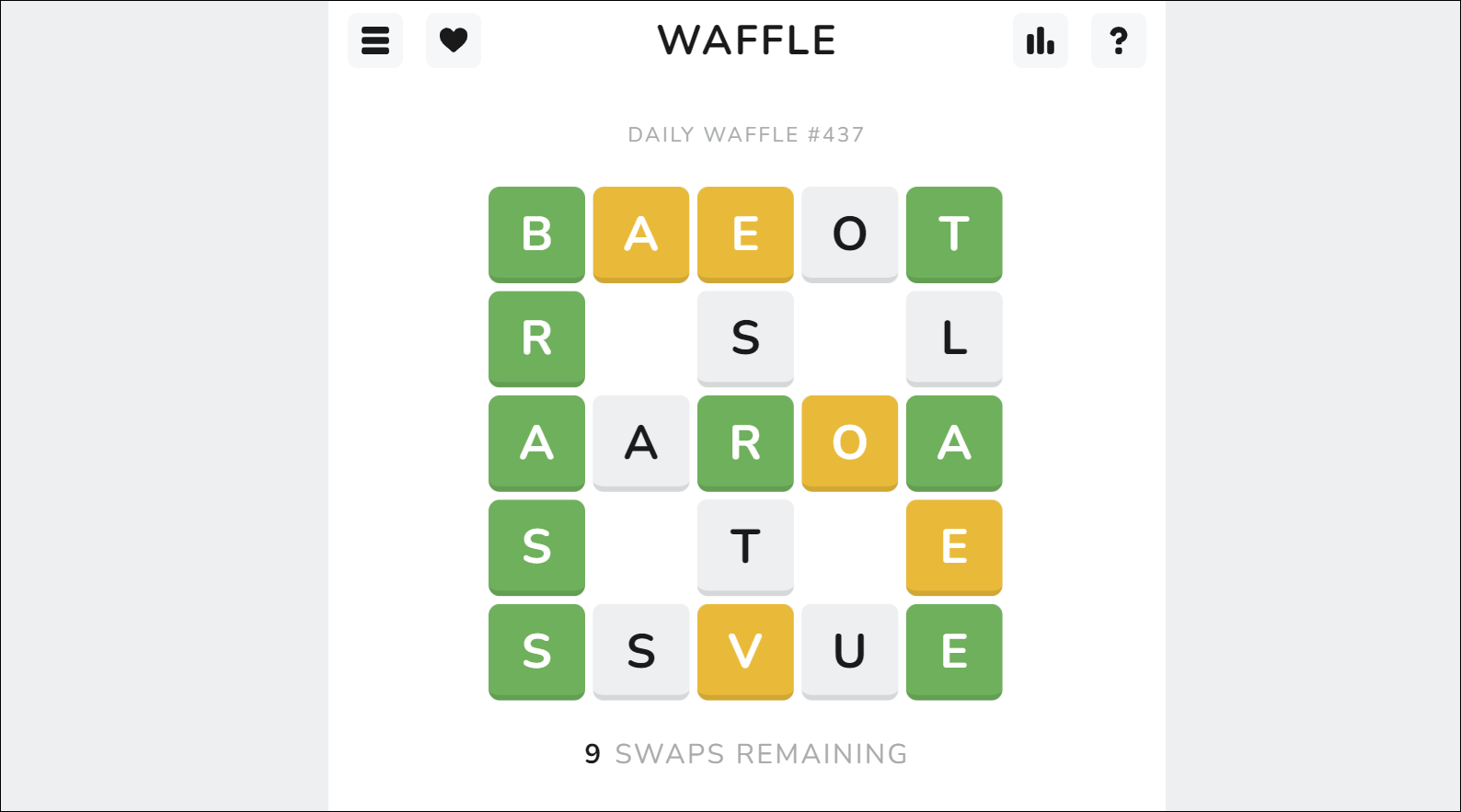 Waffle Oynamak: Waffle şeklindeki bir ızgarada kelimeleri tahmin ettiğiniz bir Wordle klonu.