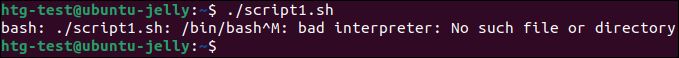 Linux 命令行中的“错误解释器：没有这样的文件或目录”错误消息。