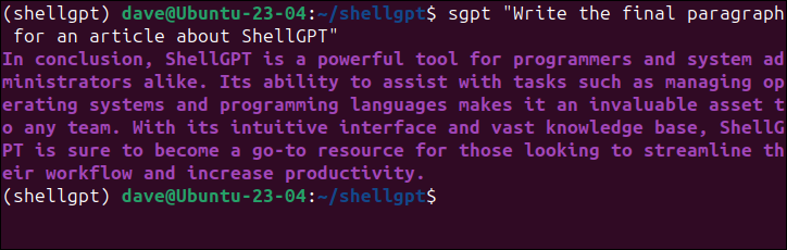 Utiliser ShellGPT et ChatGPT pour écrire le paragraphe de clôture