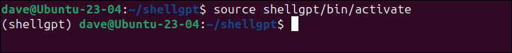 Activation de l'environnement virtuel Python shellgpt