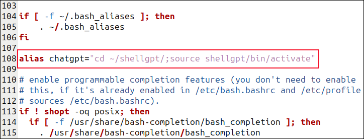 Ajout d'un alias au fichier .bashrc