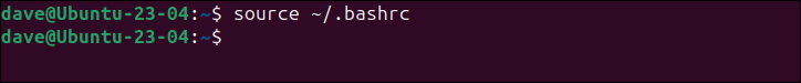 Utilisation de la source pour forcer le shell à lire le fichier .bashrc