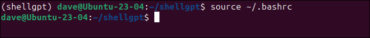 Utilisation de la source pour forcer le shell à lire le fichier .bashrc