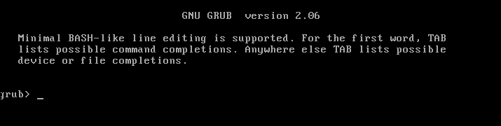 O prompt do shell GRUB