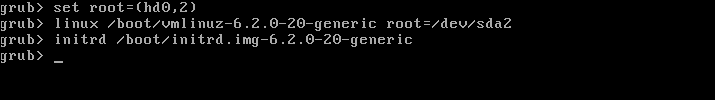 Definindo os parâmetros de inicialização no shell GRUB