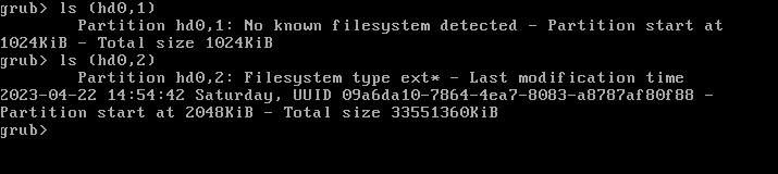 Usando a versão shell GRUB de ls para identificar a partição Linux