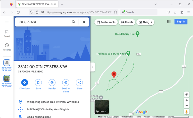 Google マップの画像の例。