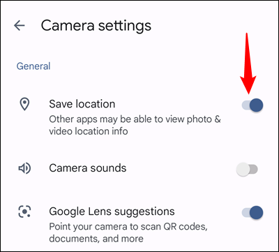 Android で「場所を保存」を有効または無効にします。