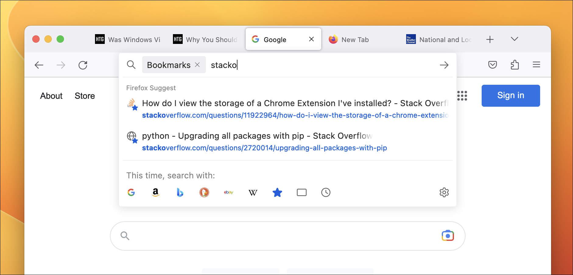 Wyszukiwanie zakładek w przeglądarce Firefox