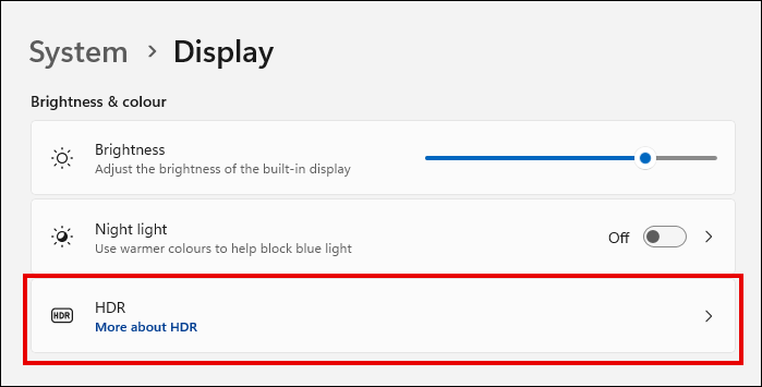 Windows 11 中的自动 HDR 模式