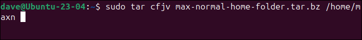 Utilisation de la commande tar pour archiver le répertoire personnel d'un utilisateur sur Ubuntu