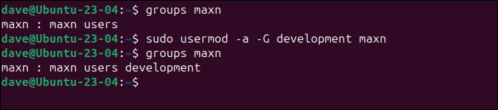 Ajouter un utilisateur à un groupe avec la commande usermod, dans Ubuntu