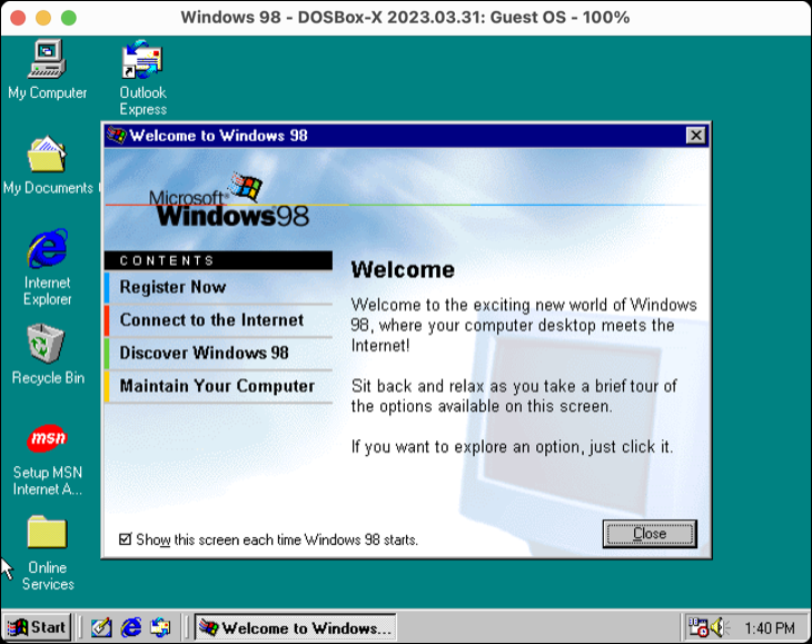 Der erste erfolgreiche Start von Windows 98