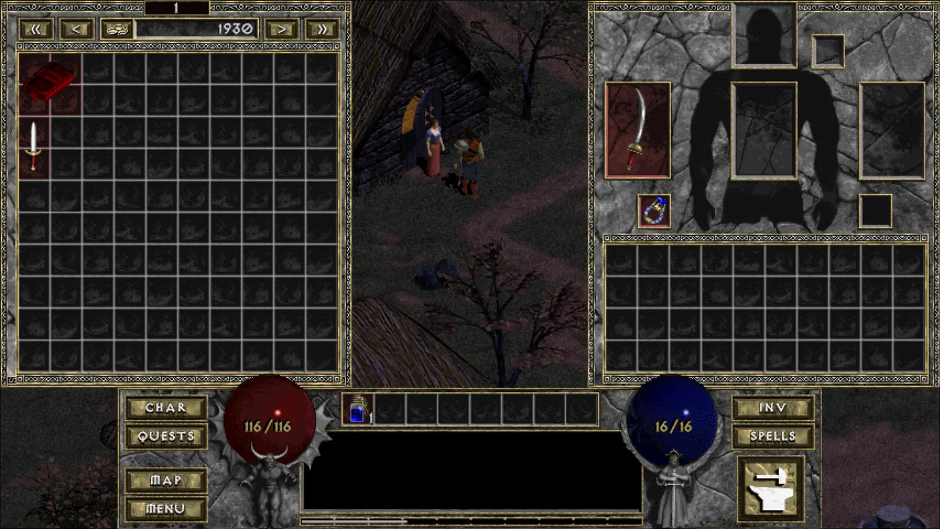 DevilutionX mod によって Diablo に追加された stash 機能のイメージ。