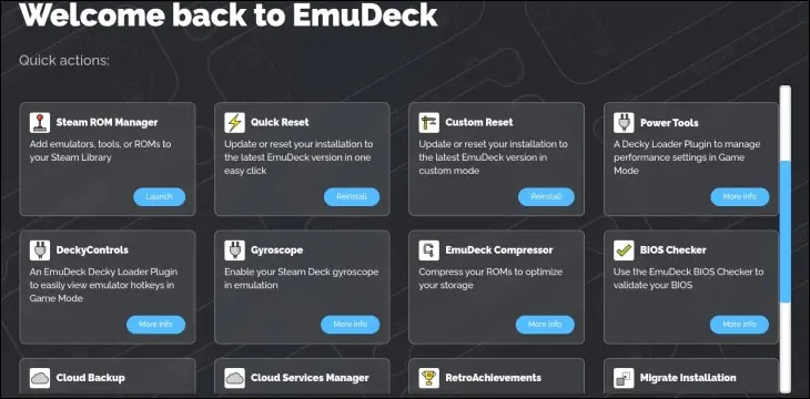 Una vez que llegue a la página de bienvenida de Emudeck, es hora de copiar sus juegos de PS3