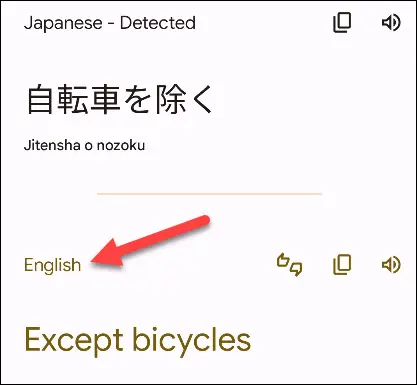 Resultados de la traducción.