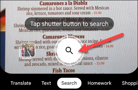 Señale el texto y toque el botón del obturador.
